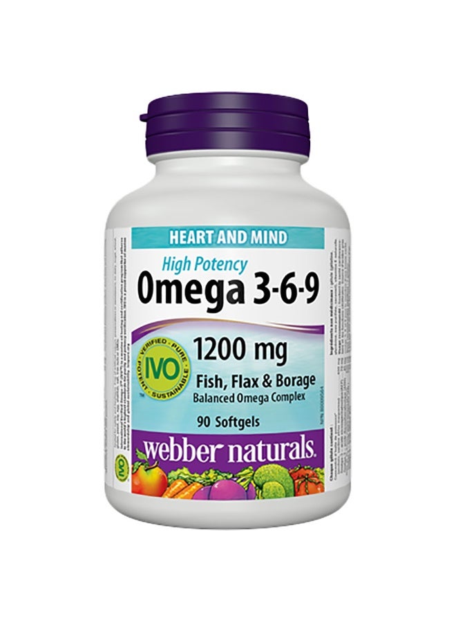 WEBBER OMEGA 3 6 9 1200MG HIGH POTENCY 90S SOFTGELS - Image 1
